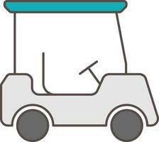 Teal And Gray Golf Cart Icon In Flat Style. vector