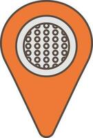 Golf Map Pin Icon In Orange And Gray Color. vector
