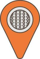 golf mapa alfiler icono en naranja y gris color. vector