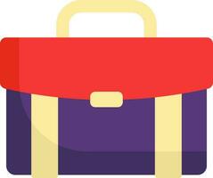 Tricolor Briefcase Bag Icon In Flat Style. vector