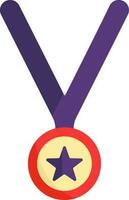 plano estilo estrella medalla con cinta tricolor icono. vector