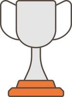 Flat Style Trophy Cup Icon In Gray And Orange Color. vector