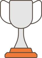 Flat Style Trophy Cup Icon In Gray And Orange Color. vector