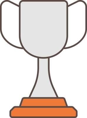 Flat Style Trophy Cup Icon In Gray And Orange Color.