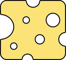 queso cuadrado pedazo icono en amarillo color. vector