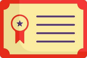 Red and Yellow Certificate In Flat Style. vector