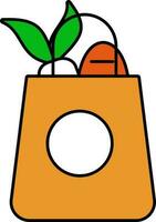 Grocery Bag Icon In Flat Style. vector