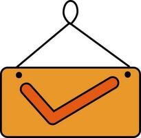 Check Sign Board Icon In Orange Color. vector