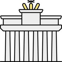 Brandenburg Gate Icon In Gray And Yellow Color. vector
