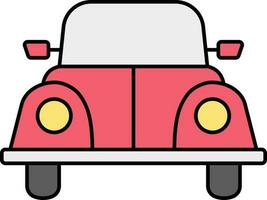 Flat Style Car Icon In Pink And Yellow Color. vector