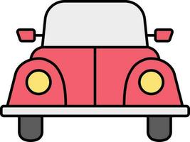 plano estilo coche icono en rosado y amarillo color. vector