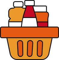 Flat Style Bottle Shopping Basket Colorful Icon. vector