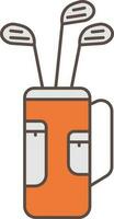 Orange And Gray Golf Sticks Bag Icon In Flat Style. vector