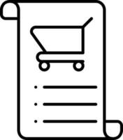 Scroll Shopping List Icon In Black Linear Art. vector