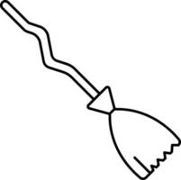 Isolated Broom Icon In Black Linear Style. vector