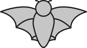 Grey Silhouette Flying Bat Icon In Flat Style. vector