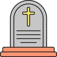 naranja y gris lápida sepulcral icono en plano estilo. vector