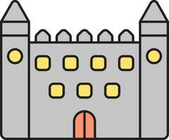 Haunted Castle Flat Icon In Yellow And Grey Color. vector