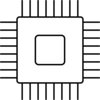 Black Stroke Illustration of Microchip Icon. vector