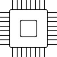 Black Stroke Illustration of Microchip Icon. vector