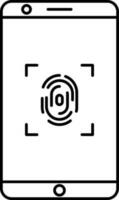 Fingerprint In Smart Phone Screen Linear Icon. vector