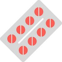 Red Tablet Or Capsule Packet Flat Icon. vector