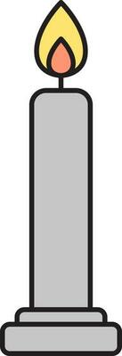 Isolated Burning Candle Icon In Gray Color.
