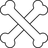 Cross Bone Icon Or Symbol In Thin Line Art. vector