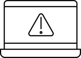 Warning Message Laptop Outline Icon. vector