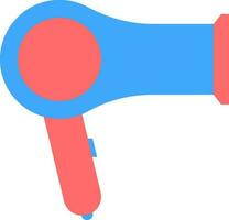 Flat Style Hair Dryer Icon In Red And Blue Color. vector