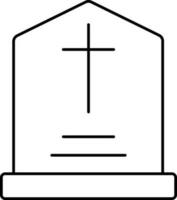 Black Line Art Illustration Of Gravestone Icon. vector