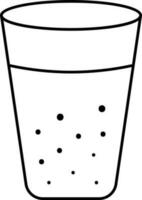 Cold Drink Glass Icon In Black Line Art. vector