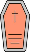 Flat Style Coffin Icon In Orange And Grey Color. vector