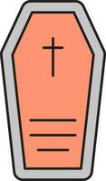 Flat Style Coffin Icon In Orange And Grey Color. vector