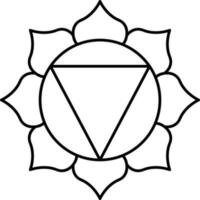 Illustration Of Anahata Symbol Icon In Thin Line Art. vector