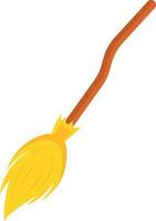 Flat Style Broom Icon In Yellow And Orange Color. vector