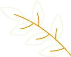 Orange Linear Style Leaves Branch Icon In Flat Style. vector