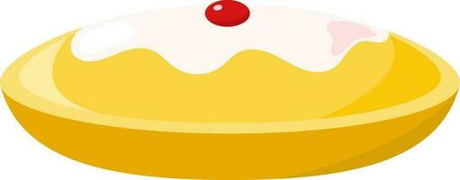 Tasty Sufganiyah Icon In Yellow And Red Color. vector