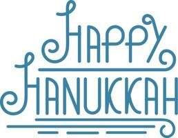 Sticker Style Blue Happy Hanukkah Calligraphy Text On White Background. vector