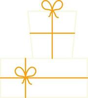 Yellow Linear Gift Box Icon Or Symbol. vector