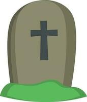 Flat Illustration Of Tombstone Green Icon. vector