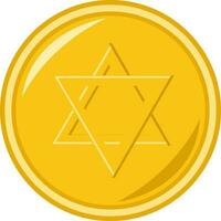 Isolated Star Of David Coin Icon In Golden Color. vector