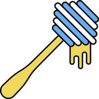 Flat Honey Dropper Icon In Blue And Yellow Color. vector