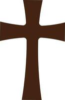 Flat Christ Cross Icon Or Symbol In Brown Color. vector