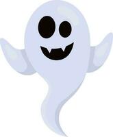 Funny Cartoon Character Of Flying Ghost Flat Icon. vector