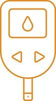 Orange Linear Style Glucometer Icon Or Symbol. vector