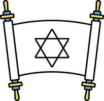 Star Of David Scroll Letter Linear Icon In Flat Style. vector