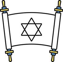 Star Of David Scroll Letter Linear Icon In Flat Style. vector