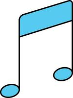 Blue Quaver Music Notes Icon On White Background. vector