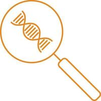 Dna Search Icon Or Symbol In Orange Outline. vector
